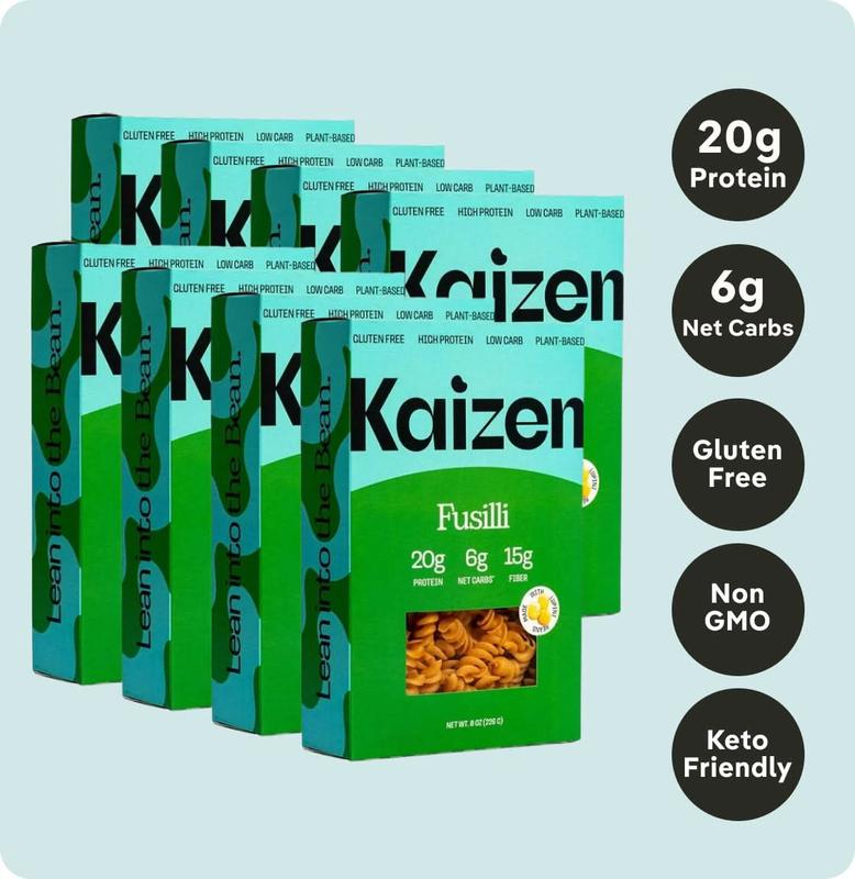 Kaizen Low-Carb High-Protein Fusilli – 20g Protein, 6g Net Carbs, Gluten-Free, Grain-Free, Keto-Friendly Pasta (8oz)
