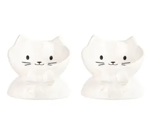 10 Strawberry Street Set of 2 Pretty Whisker Elevated Pet Bowl