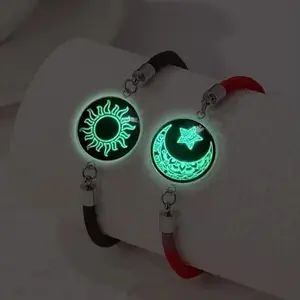Handmade Sun Moon Bracelets, Glow Dark Glass Beads After Light, Romantic Matching Jewelry for Couple Daily Wear Mother’s Day Gift,Father’s Day Present