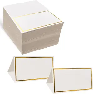 Place Cards Pack of 100 Premium Tent Name Place Cards Table Setting with Gold Foil Border 2x3.5 inches  Perfect  Weddings Banquets Dinner Parties and any other Events