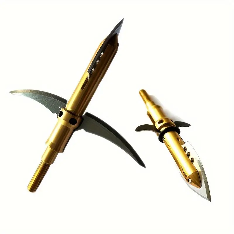 JIanZD 6Pcs 100Grain 2-in-1 Dual Mode Mechanical Broadheads, 2-Blade Expandable Archery Hunting Broadheads with Precision Flight & Deep Penetration for Compound Bow, Crossbow