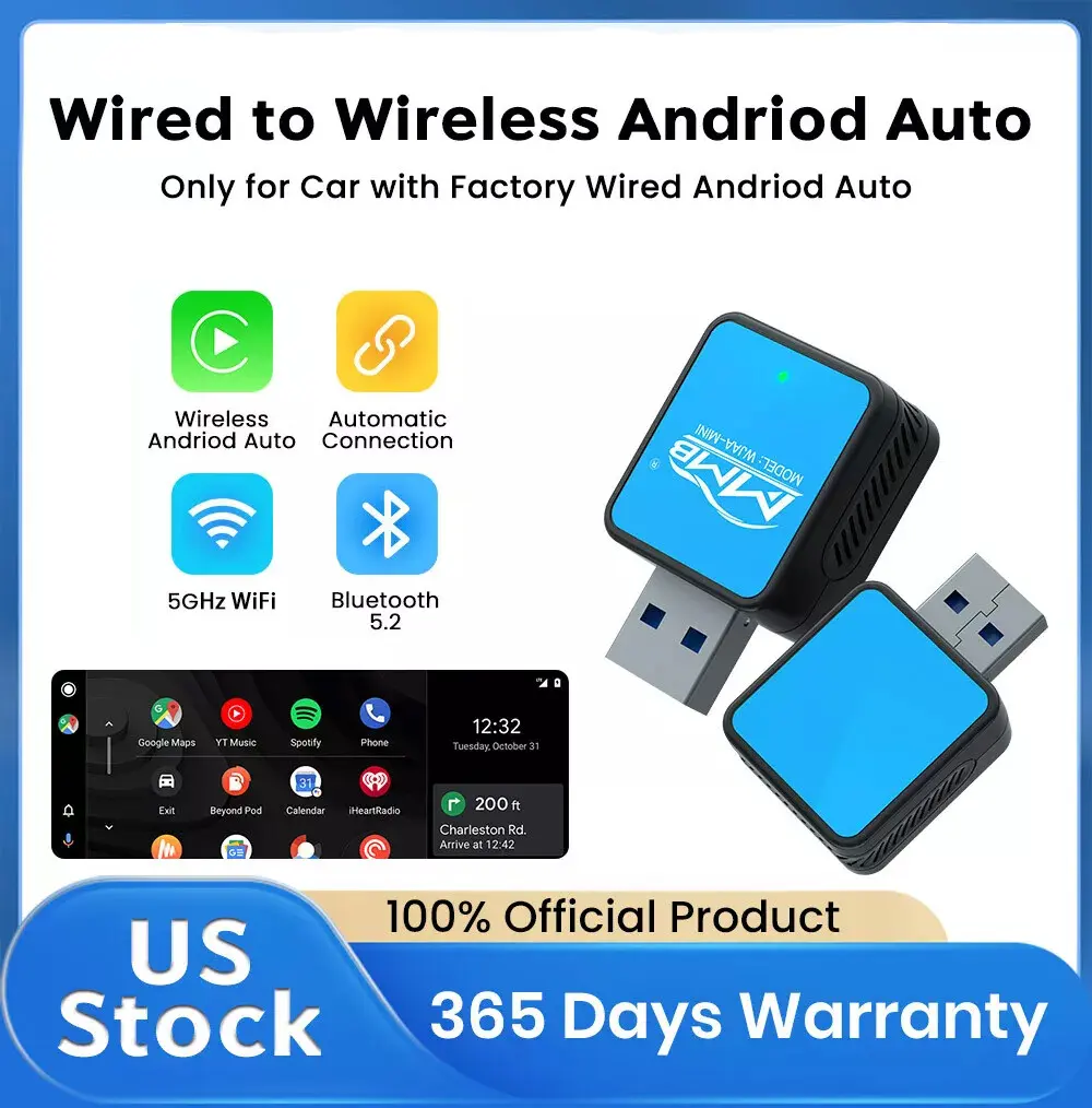 Android Auto Wireless Adapter for Factory Wired Android Auto Car, Wireless Android Auto Dongle