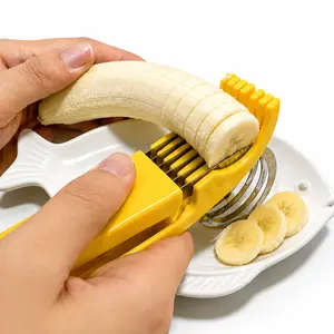 1PC Stainless Steel Banana & Cucumber Slicer – Food Safe Multifunction Fruit and Vegetable Cutter, Easy Manual Kitchen Gadget for Banana, Cucumber, Sausage, BBQ, Camping & Outdoor Cooking