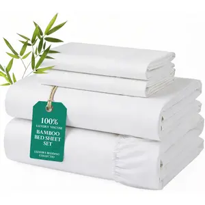 Cooling Sheets Set,  Viscose from  Sheets, Breathable & Ultra-Soft Bed Sheets Set for Hot Sleeper, Oeko-TEX Certified - 400 Thread Count White