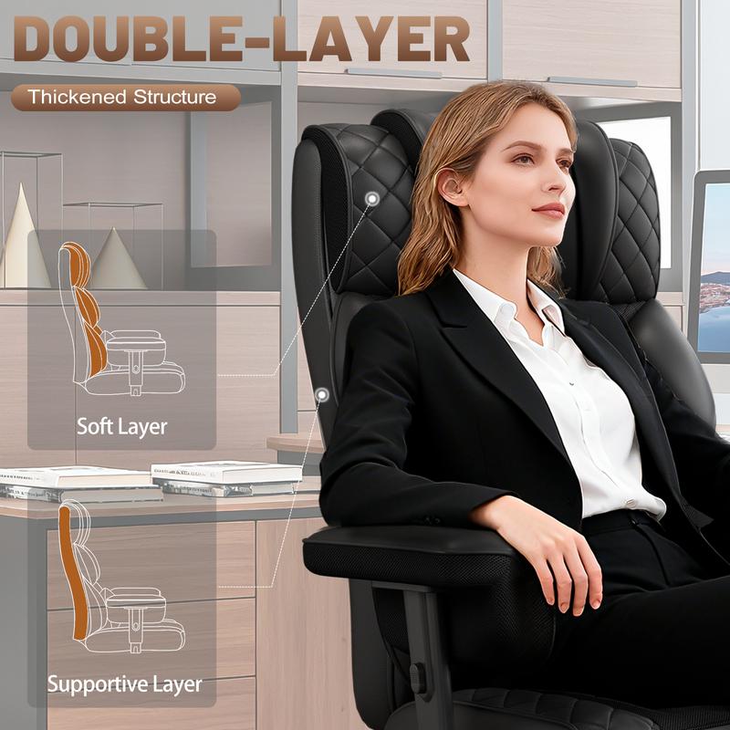 Vonesse Big and Tall Office Chair, Computer Chair with Soft Adjustable Armrests, Ergonomic Gaming Chair with Breathable Linen Design, Executive Chairs with Footrest V3048A