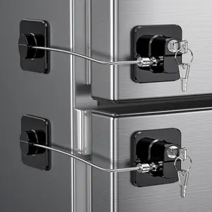 2 Pack Refrigerator Locks with 4 Keys, Child Safety Lock for Fridge Door Locks, Cabinets, Freezer, Desk Drawers, Wardrobes, Closets, Windows-No Tools Need or Drill (Patent)