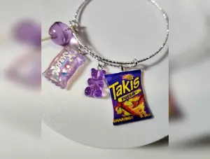 Snack Queen Charm Bangles  – 4 Charm Statement Bracelet