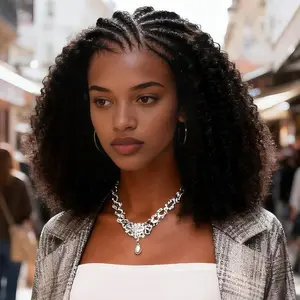 OQ HAIR Braid Glueless Afro Curly M-Cap 9x6 Lace Wear Go Wig Snug Fit Bleached Knots Wig With Elastic Drawstring Beginner Friendly