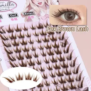 C Curl False Eyelashes DIY Cluster Lashes, Short Stem Transparent Fake Eyelashes, Cute Cartoon Eye Makeup for Party Wedding Birthday