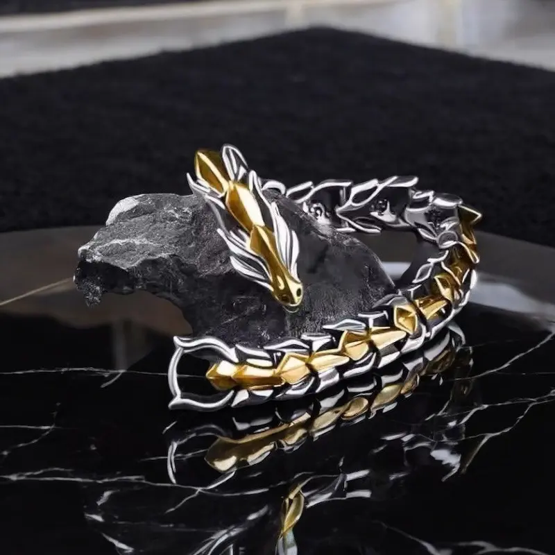 Dragon Viking Metal Bracelet Gold Silver 20cm Charm Length Small Unique Design Jewelry Accessory