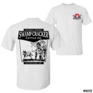 Swamp Cracker Cattle Co. T-Shirt, Vintage Ranch Cow Dog Graphic Tee, Soft Cotton Shirt for Cowboys & Farmers, Western Livestock Country Wear, Farm Life Gift Idea for Men