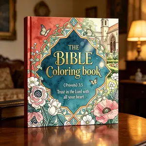 Luxurious Adult Coloring Book, 24 Pages Single-Sided Print, Bible-Based, Floral & Butterfly Designs, Perfect Gift for Relaxation & Faith