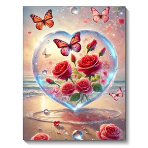 5D Diamond Painting Romantic Love Seaside Rose Mosaic Inlay Flower Home Decoration Cross Stitch Kit DIY Wall Decoration Gift