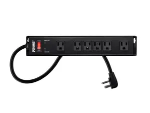 Monoprice Power & Surge - 6 Outlet Metal Surge Protector Power Strip - 15 Feet Cord - Black | 1150 Joules 15A / 125V / 1875W