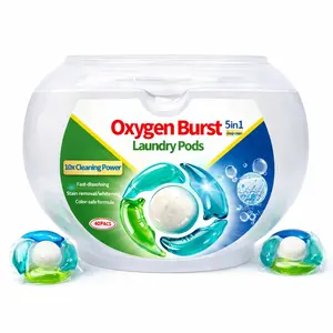 Oxygen Burst 5-in-1 Laundry Detergent Pods, Deep Clean Pacs with Oxygen Boost, Fast-Dissolving Stain Removal & Whitening, Color-Safe Formula, 40 Pods per Tub