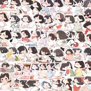 Cartoon Girl Pattern Sticker, 60pcs/set Waterproof Decorative Sticker, DIY Decals for Water Bottle, Laptop, Phone Case, Scrapbooking, Journal Making