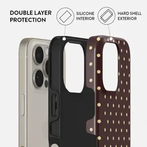 Brown polka dot for iPhone case, suitable for iPhone17 ProMax, 17Air, 16Pro, 15, 14, 13, 12. Premium phone case,Shockproof protective phone case , Smart phone case, a gift for girls Cellphone Protection