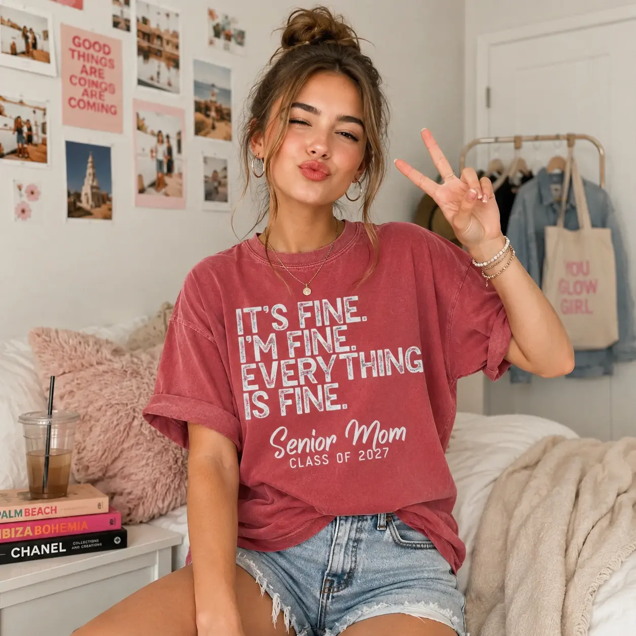 Comfort Colors Senior Mom Shirt, Class of 2027 Tee, Retro Graduation Mom T Shirt, Proud High School Senior Mom Gift, Senior Year Mama Shirt - Trend Cotton Shop- Tiffany Graphic Tee