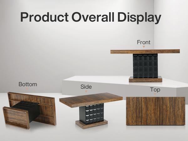 Tribesigns 63'' Modern Rectangular Dining Table for 4-6 with Geometric Relief, Wooden Dinner Table for Dining Room and Kitchen Home Decor Interior