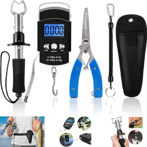 Fishing Tool Kit Fishing Pliers Fish Gripper Fishing Scale Fish Grip Tools Set Saltwater Resistant Fishing Gear