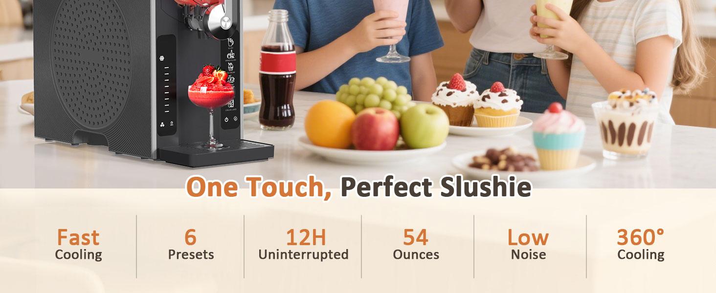 WizAura Slushie Machine Live – Best Party Gift, 54oz No Ice Needed, 6 Preset All-in-One Frozen Drink Maker w/ Auto-Clean & Temp Display, Margaritas, Smoothies, Ice Cream, Milkshakes