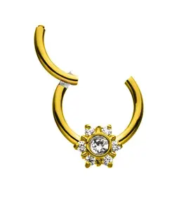 Gold PVD Focal CZ Hinged Segment Ring