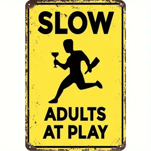 [Adults at Play Sign] 1pc Aluminum Adults at Play Themed 8*12 Inch Sign |   Wall Decor for Home Bar Game Room
