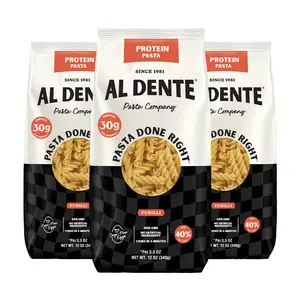 Al Dente Protein Pasta Fusilli 30g Protein, 40% Less Carbs, Cage-Free Eggs, Non-GMO, Artisanal, Homemade Taste & Texture (Pack of 3)