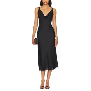 Katie May Draped Deep Front and Back Neckline Heidi Midi Dress
