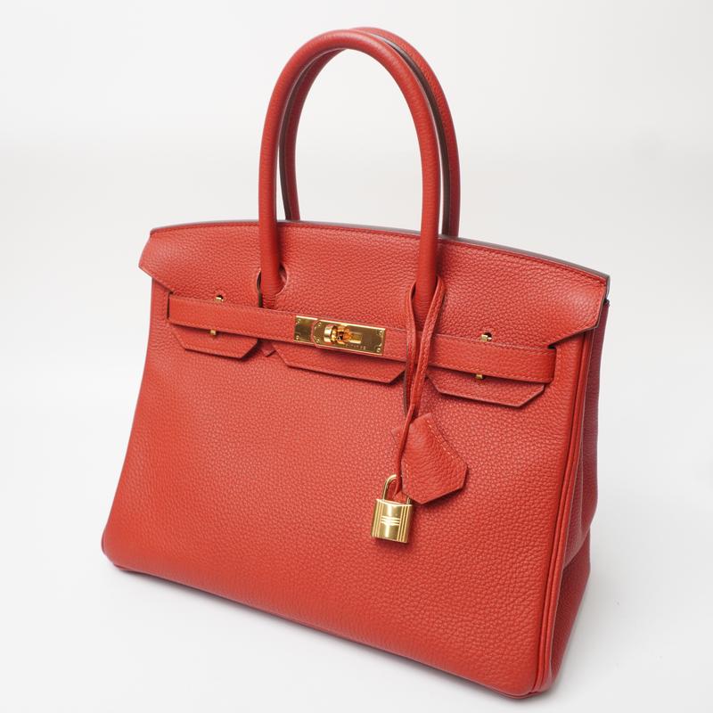 Pre-owned HERMÈS leather Tote Bags Hermes Birkin Handbag Red Togo with Gold Hardware 30 （2016）