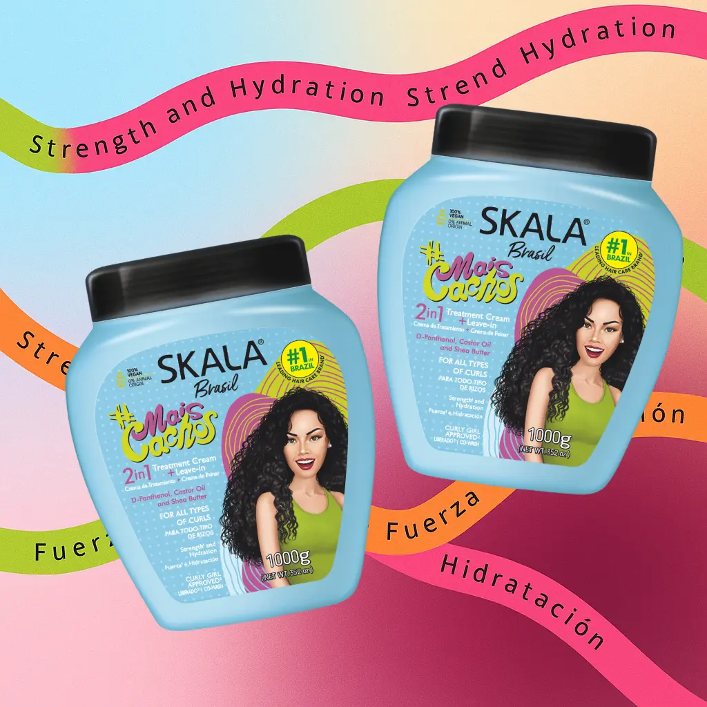 SKALA Mais Cachos 2 Pack Hydrates Curls Eliminates Frizz For Curly Hair 2in1 Texturizing Styling Gel 1000g Each Gentle Sulfate Salt Free Formula
