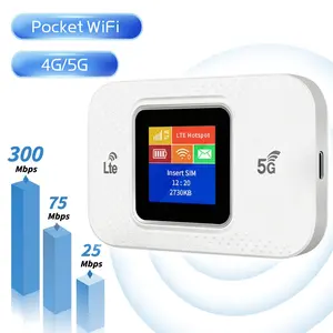 5G LTE Portable WiFi Hotspot, Portable Travel Internet, Mobile Hotspot Router Worldwide Portable, 300Mbps,High Speed , 10 Connected Devices Pocket Hotspot for Travel in 180+ Countries, Windows/  Andriod/  Chorme OS, Wireless Wifi Hotspot