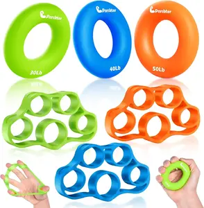 Hand Grip Strengthener Set (6 PCS) - Finger Exerciser, Forearm Grip Trainer, Wrist & Carpal Tunnel Recovery, Finger Stretcher for Strength & Rehab