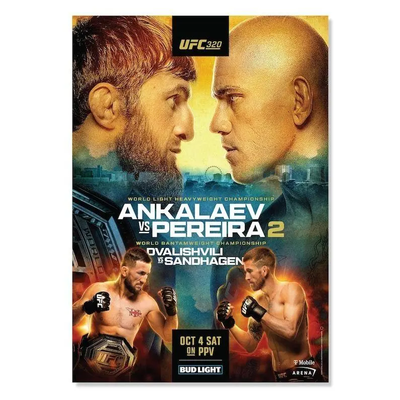 Ufc 320 Ankalaev Vs Pereira 2 Autographed Poster, Official Signed Event Collectible Mma Memorabilia Wall Art_Poster Unframe