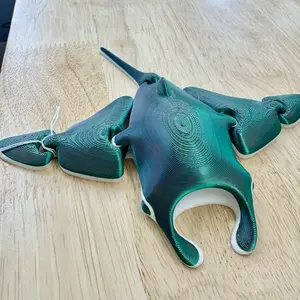 Green Stingray Sculpture - 3D Printed Art Decor for Home & Office fun gift