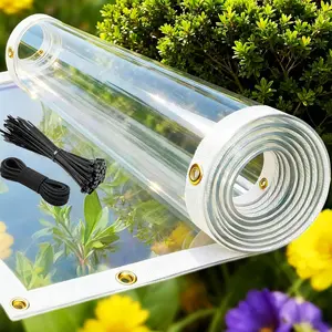 Clear Tarp 6x8ft Duty Waterproof Clear Tarp with Grommets, 14Mil PVC Vinyl Windproof Transparent Tarp Cover for Porch Enclosure Greenhouse Camping Coop