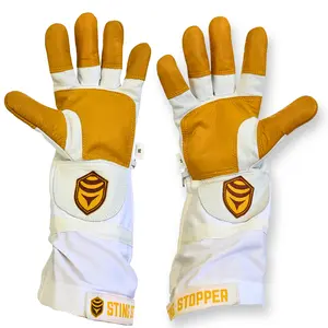 Sting Stopper Heavy Duty Goat Skin Beekeeping Gloves - Beekeeper White
