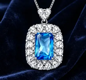 Stunning Blue Topaz Pendant Necklace  Royal Vibes!