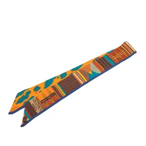 Pre-owned HERMÈS Silk Small Leather Goods Hermes PELAGES ET CAMOUFLAGE Twilly