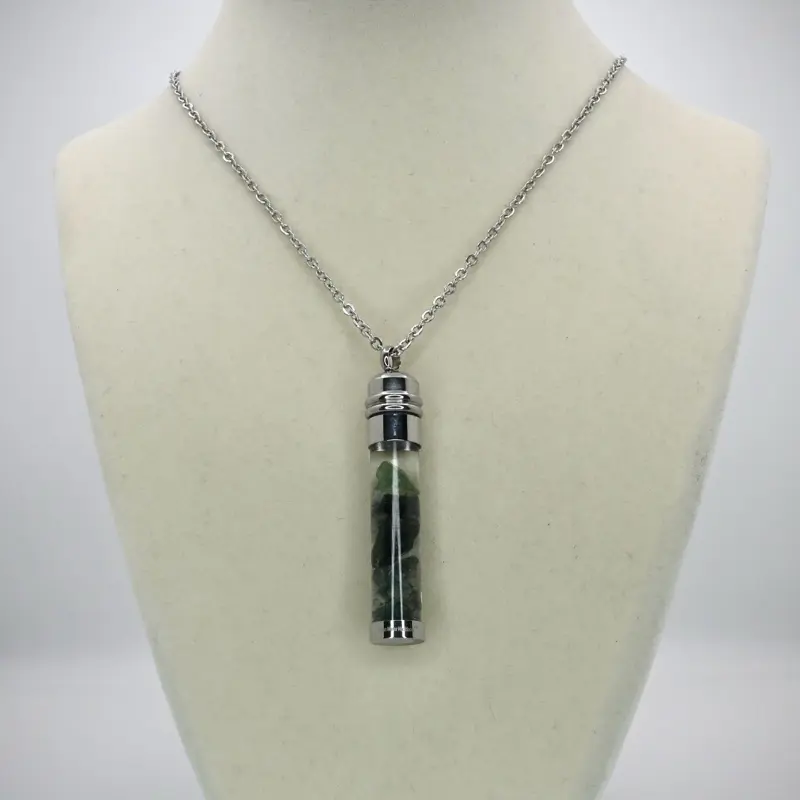 Moss Agate Moon Water Necklace