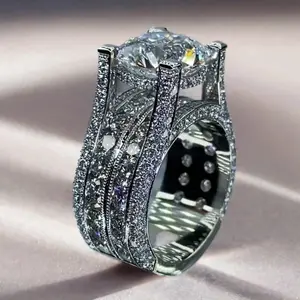 1 Piece Vintage Exquisite Round Birthstone Ring Bride Engagement Wedding Anniversary Gift Stylish Women High Quality Accessory Valentine Christmas Present Daily Casual Wear