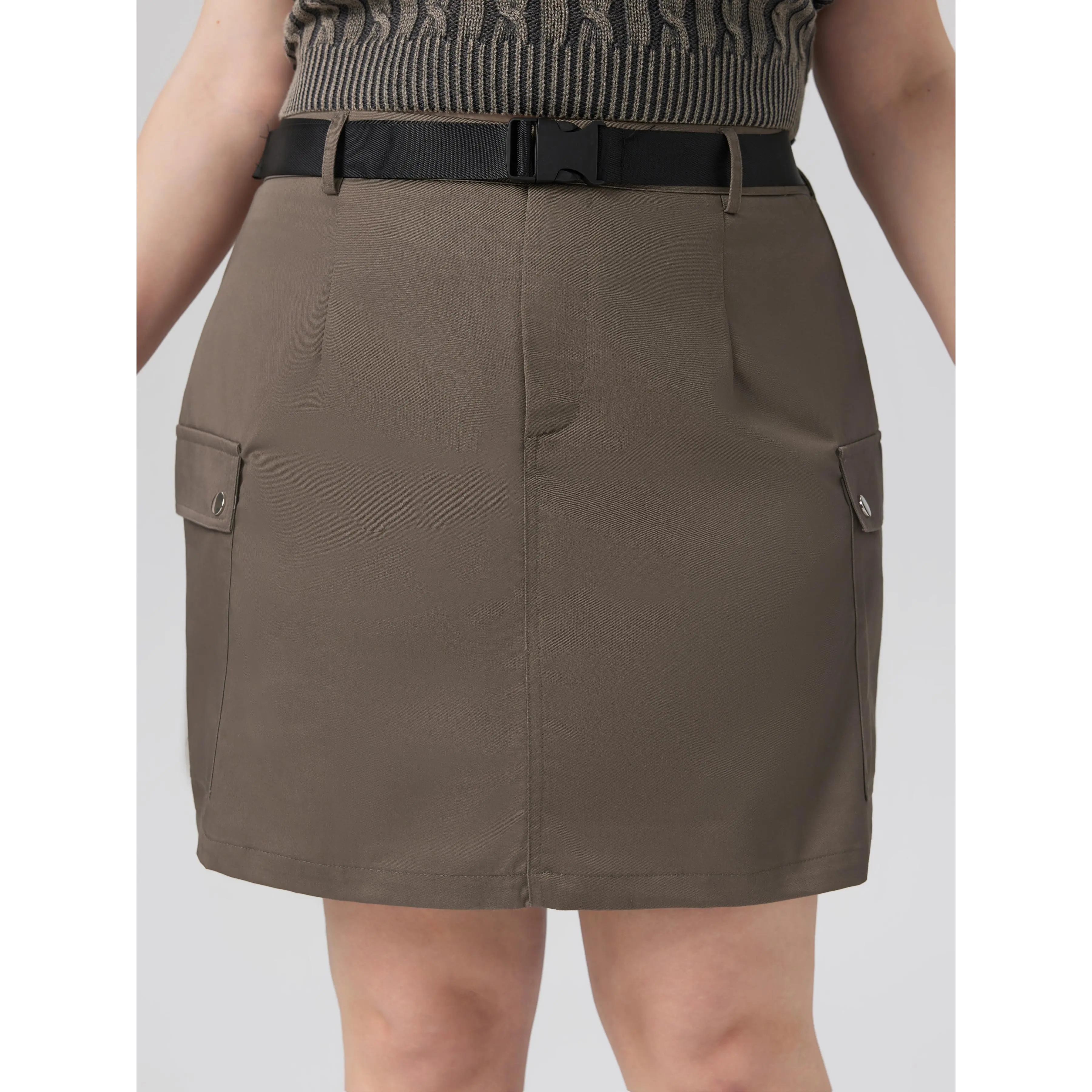Cider [size 12/14-26] Belted Mid Rise Pocket Mini Skirt Curve & Plus