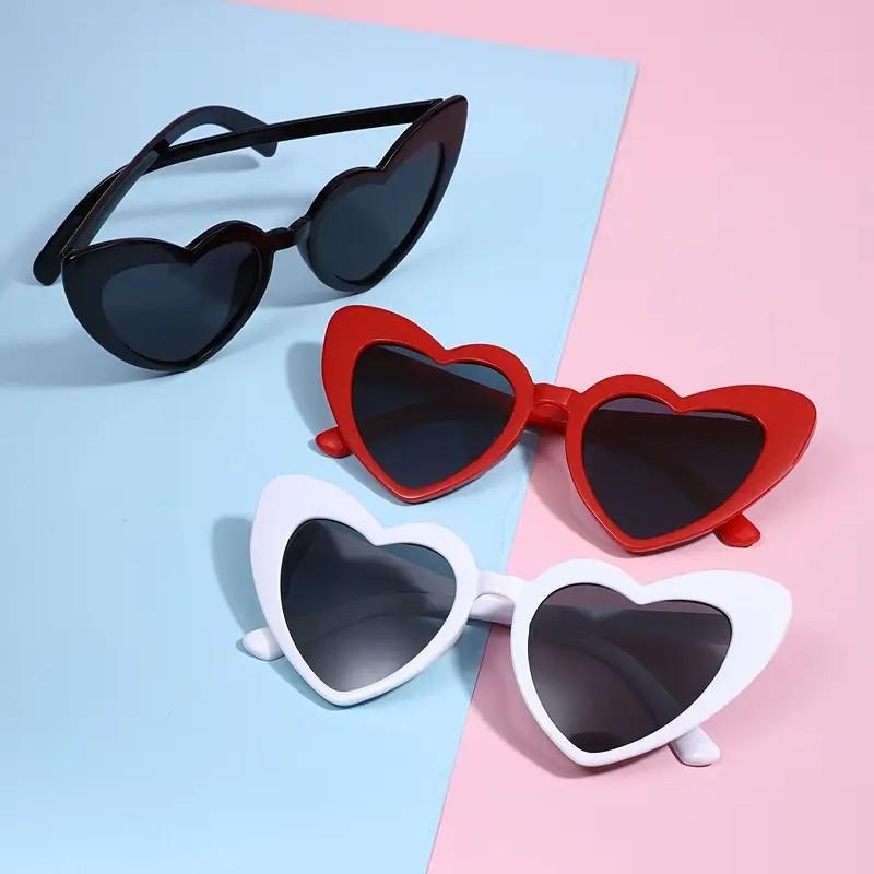 Trendy Heart-Shaped Sunglasses – Retro Fashion Shades for Women & Girls | Cute Oversized UV Protection Glasses in Black, Red & White | Statement Accessory for Festivals, Beach & Daily Wear