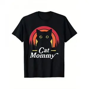 [100% Cotton] Funny Cat Lady Mommy Cat Lovers - Retro Best Cat Mom Ever T-Shirt Vibrant Printed Crew Neck Casual Funny Workout T-Shirt - Fabric Weight , Breathable, Relaxed Fit, Short Sleeve, Crew Neck Design T-Shirt For Men And Women