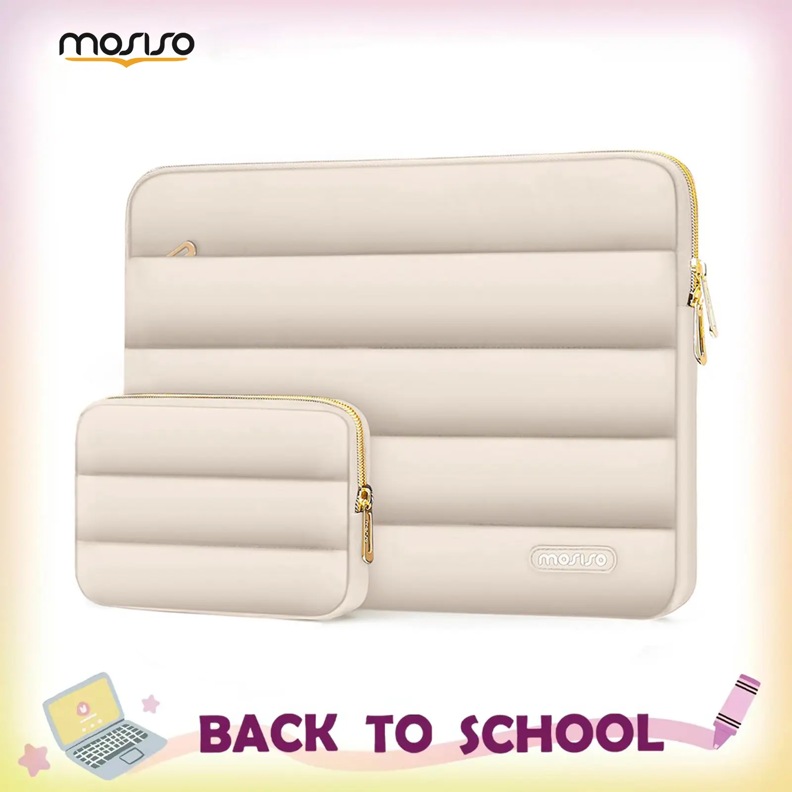 MOSISO Puffy Laptop Sleeve with Small Case, Soft Protective Bag for 13.3-17.3 inch Devices – Slim, Lightweight & Shockproof, Compatible with MacBook/HP/Dell/ASUS, Ideal for Work, Commute, Travel, School & Daily Use