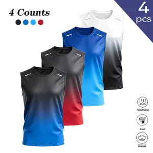 Clean Gent 4-Pack Men’s Sports Tank Tops, Multi-Pack, Multicolor Combo, Sleeveless Crew Neck Gradient Design, Breathable and Comfortable for Everyday Wear or Workouts