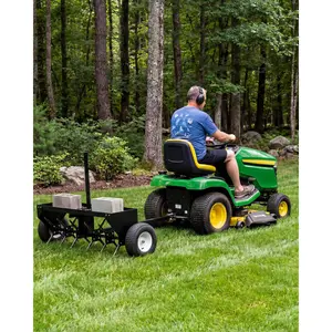 COZONY 40" Tow Behind Lawn Plug Aerator w/ Universal Hitch, Galvanized Steel Tow Behind Plug Aerator w/ Inflatable Wheels