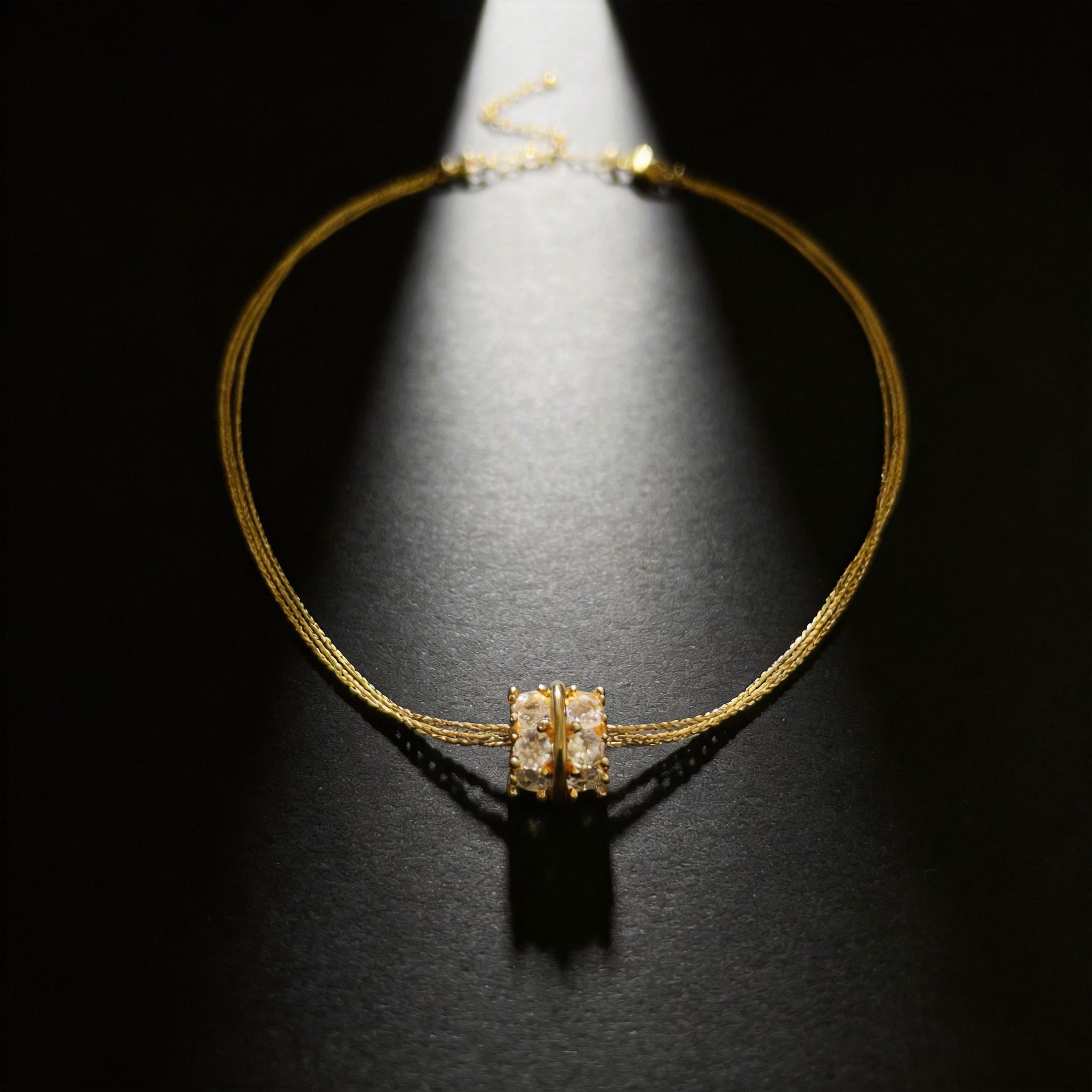 Trendy Hypoallergenic Gold CZ Waist Bead Double Chain Necklace, Stackable Sparkling Pendant, Y2K Aesthetic Jewelry for Women, Great for Layering, Daily Wear, Party & Festival