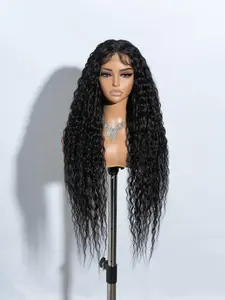 1 Piece 34 Inch Long Curly Wavy Lace Front Synthetic Wig, Glueless Curly Wig, Heat Resistant Fiber Hair Wig for Women, Natural Fluffy Hair Wigs with Baby Hair Bangs for Daily & Party Hairstyle Decoration