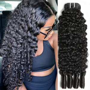 Burmese Curly Bundles Human Hair Curly Human Hair Bundles with Spiral End 14 16 18 20 Inch 4 bundles Burmese Raw Hair Extension 3c4a Quick Weave Natural Nolor Hair for Women